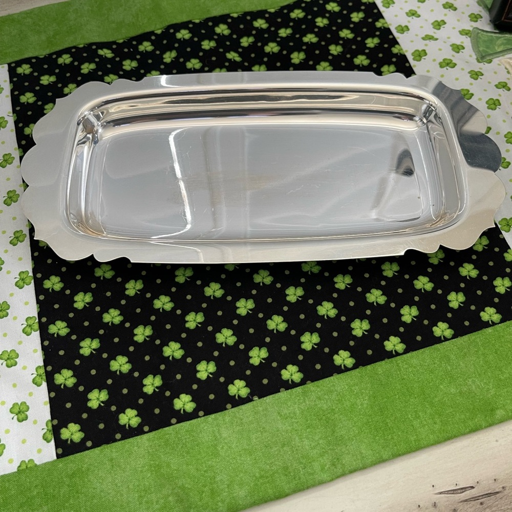 ☀️ vintage silver butter dish or trinket tray